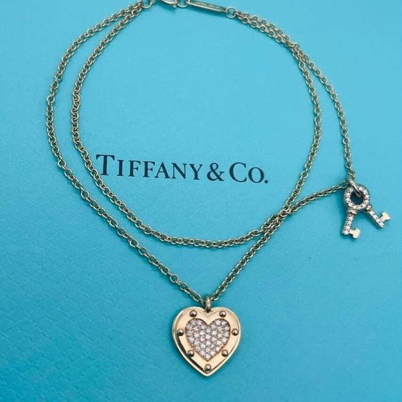 Tiffany & Co. Jewelry - Tiffany & Co 18ct Rose Gold & Diamond Love Heart & Key Bracelet